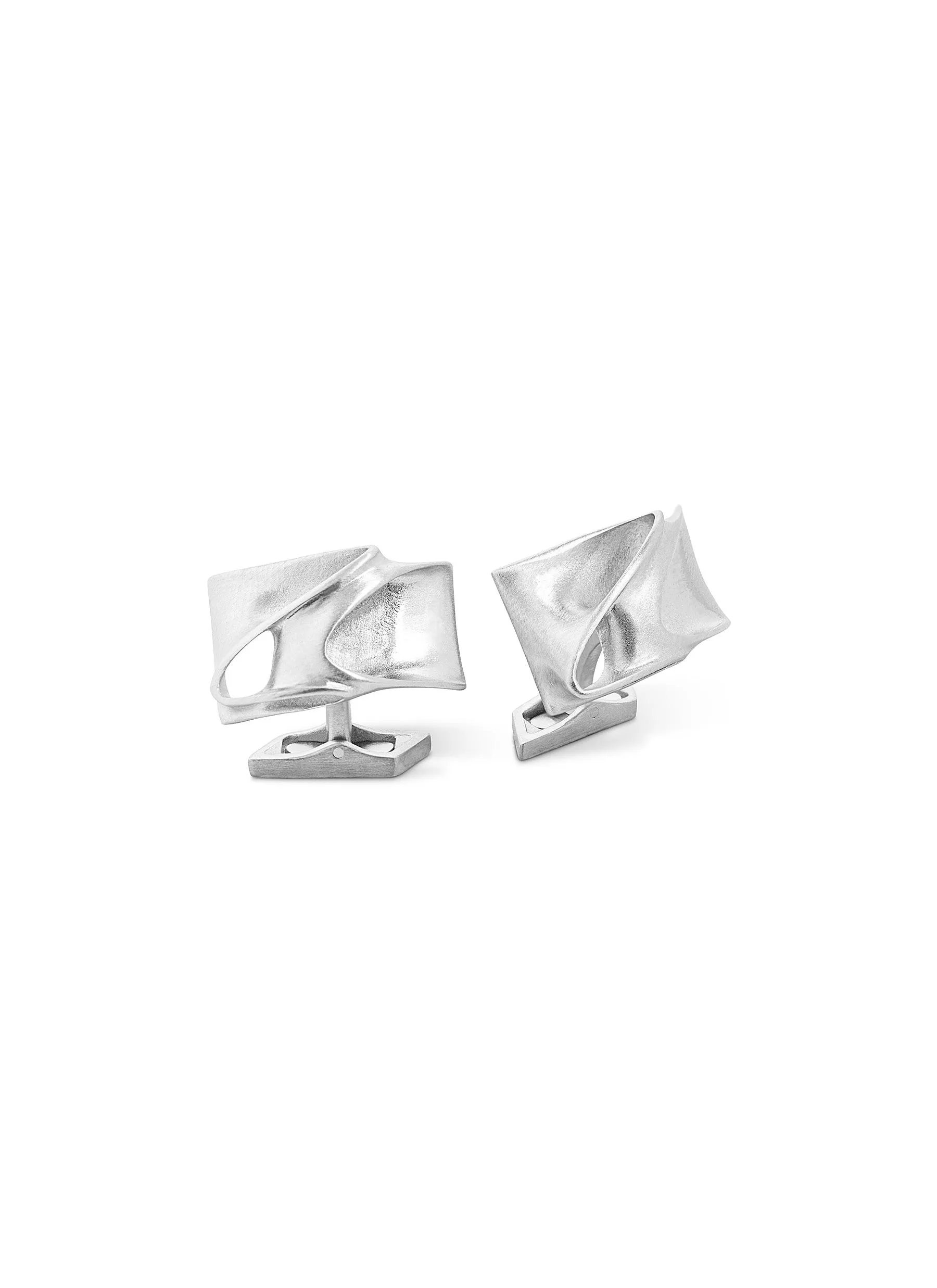 -----------TATEOSSIAN  ---- ------------ ----X ZAHA HADID BRUSHED STAINLESS STEEL TWISTED CUFFLINKS --