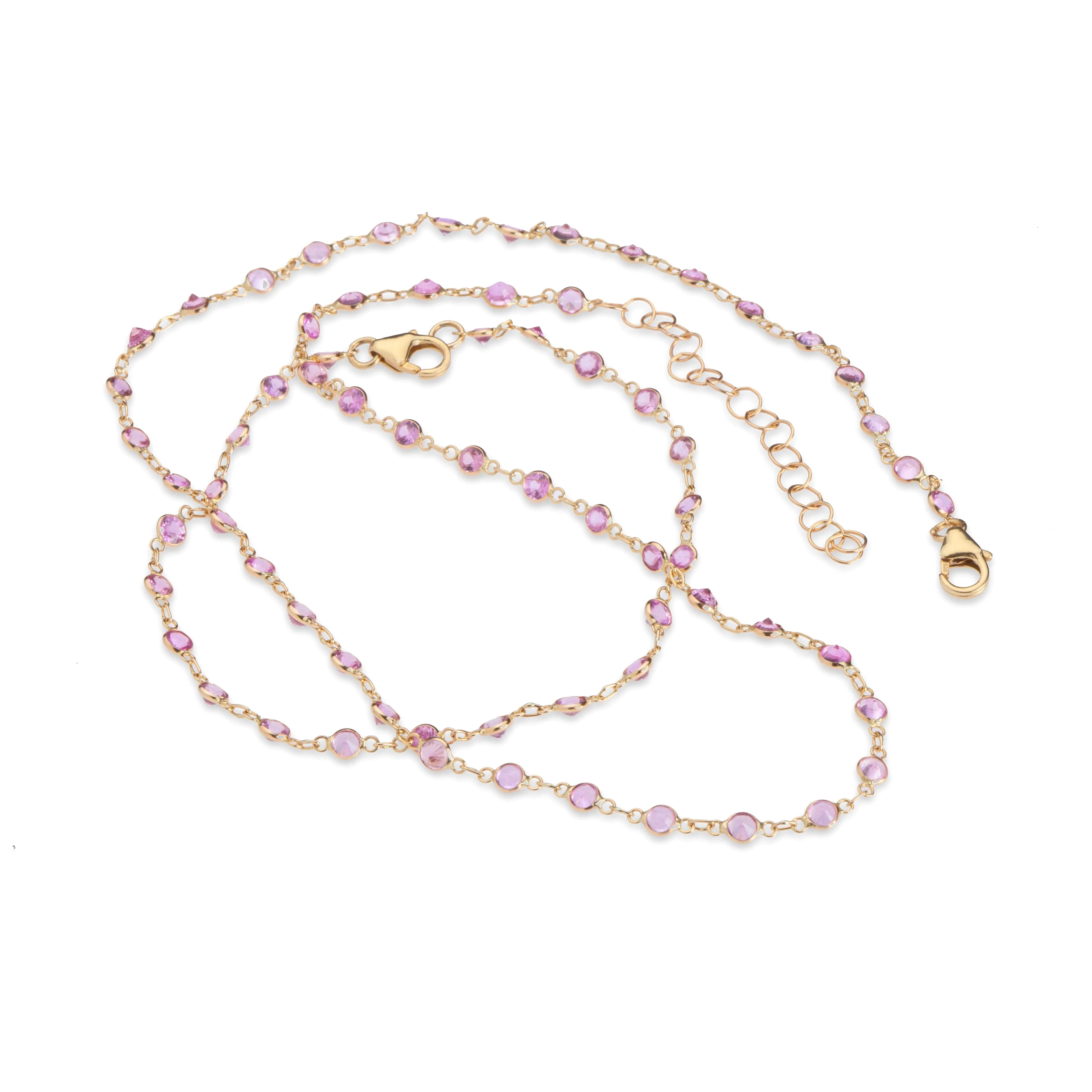 14K Gold Pink Sapphire Strand Bracelet