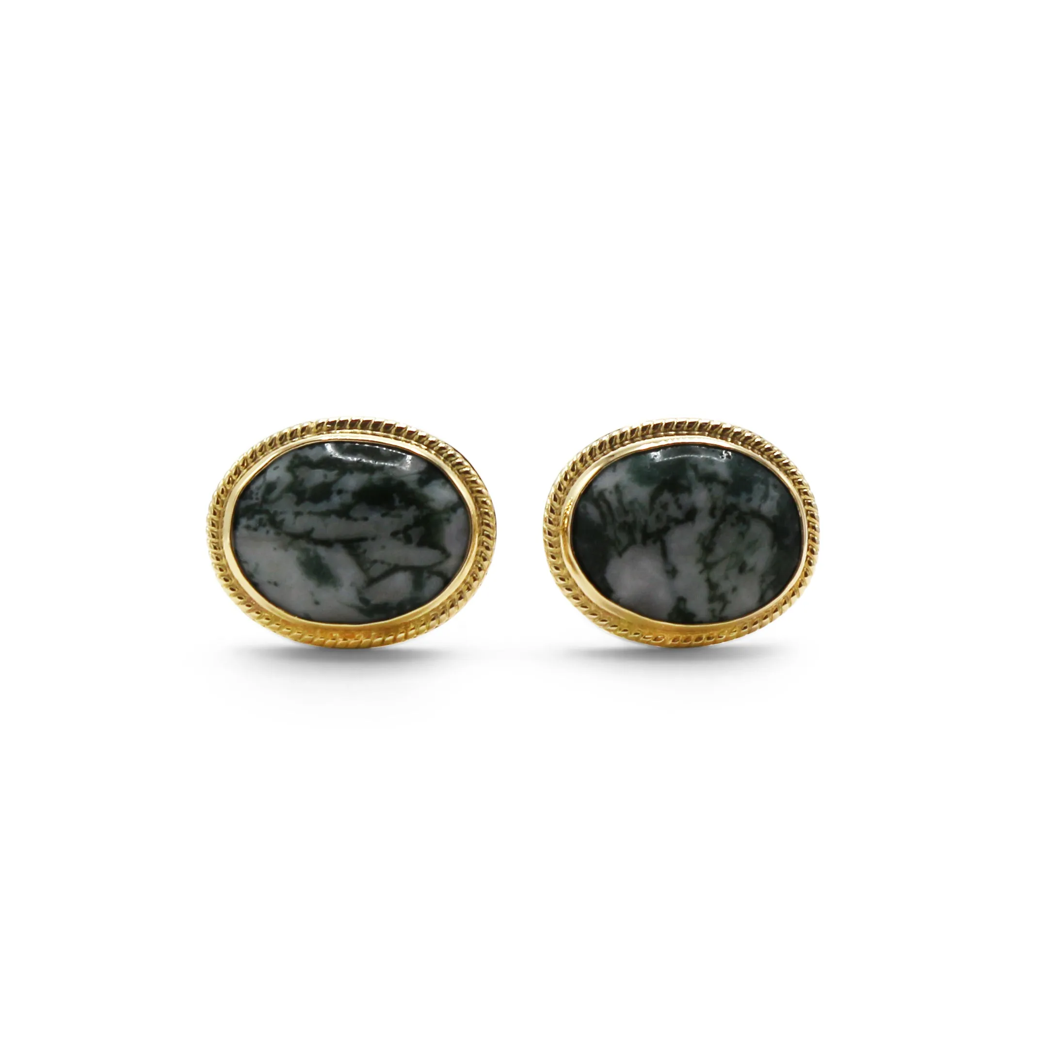 18ct Moss Agate & Green Tourmaline Cufflinks by Percossi