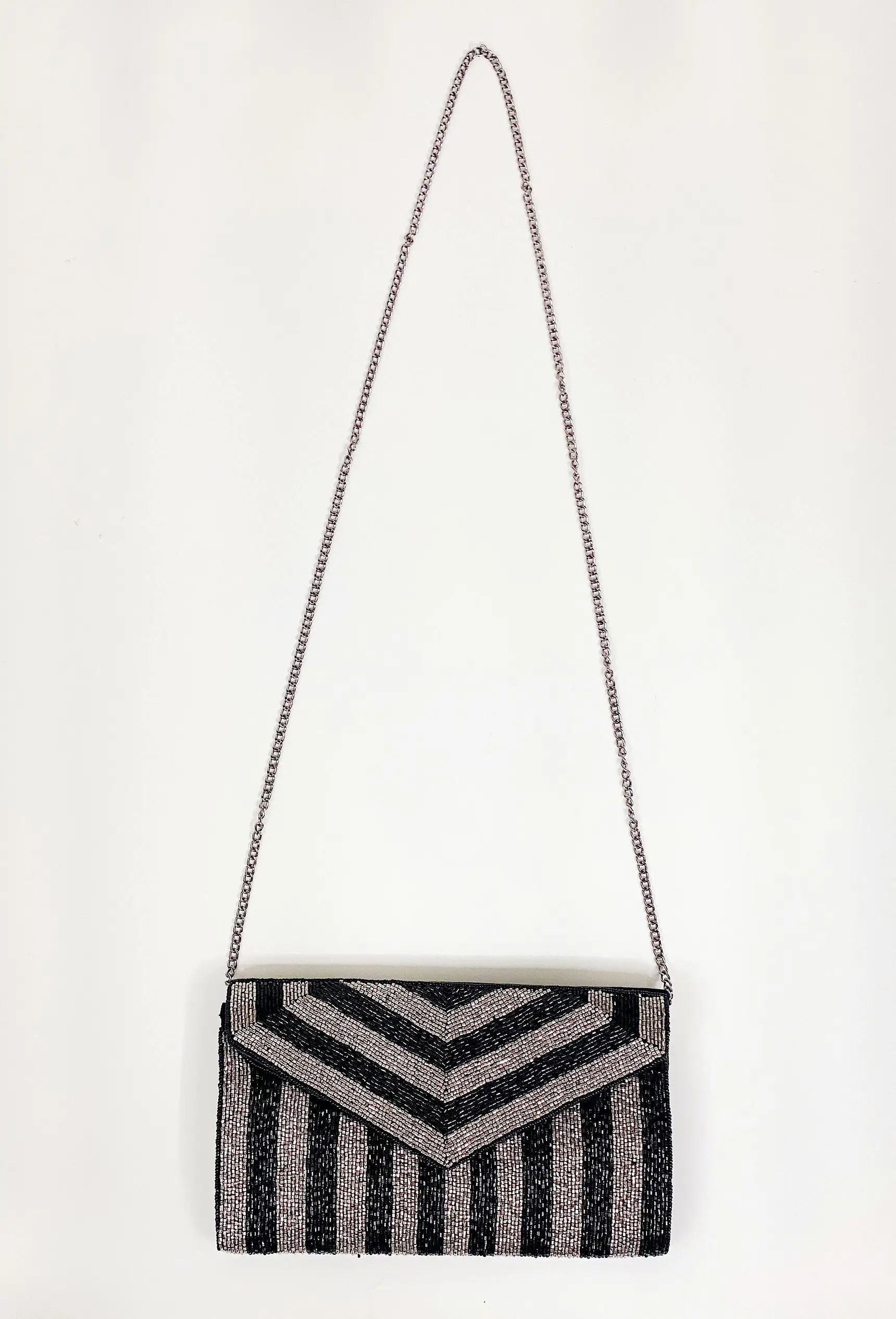 A Night Out Beaded Clutch in Black