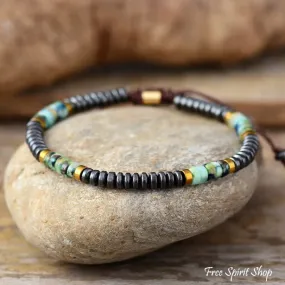 Adjustable African Turquoise & Copper Bead Adjustable Bracelet