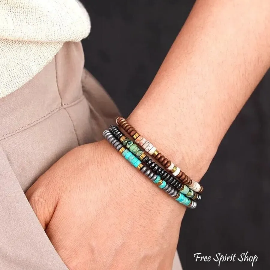 Adjustable African Turquoise & Copper Bead Adjustable Bracelet