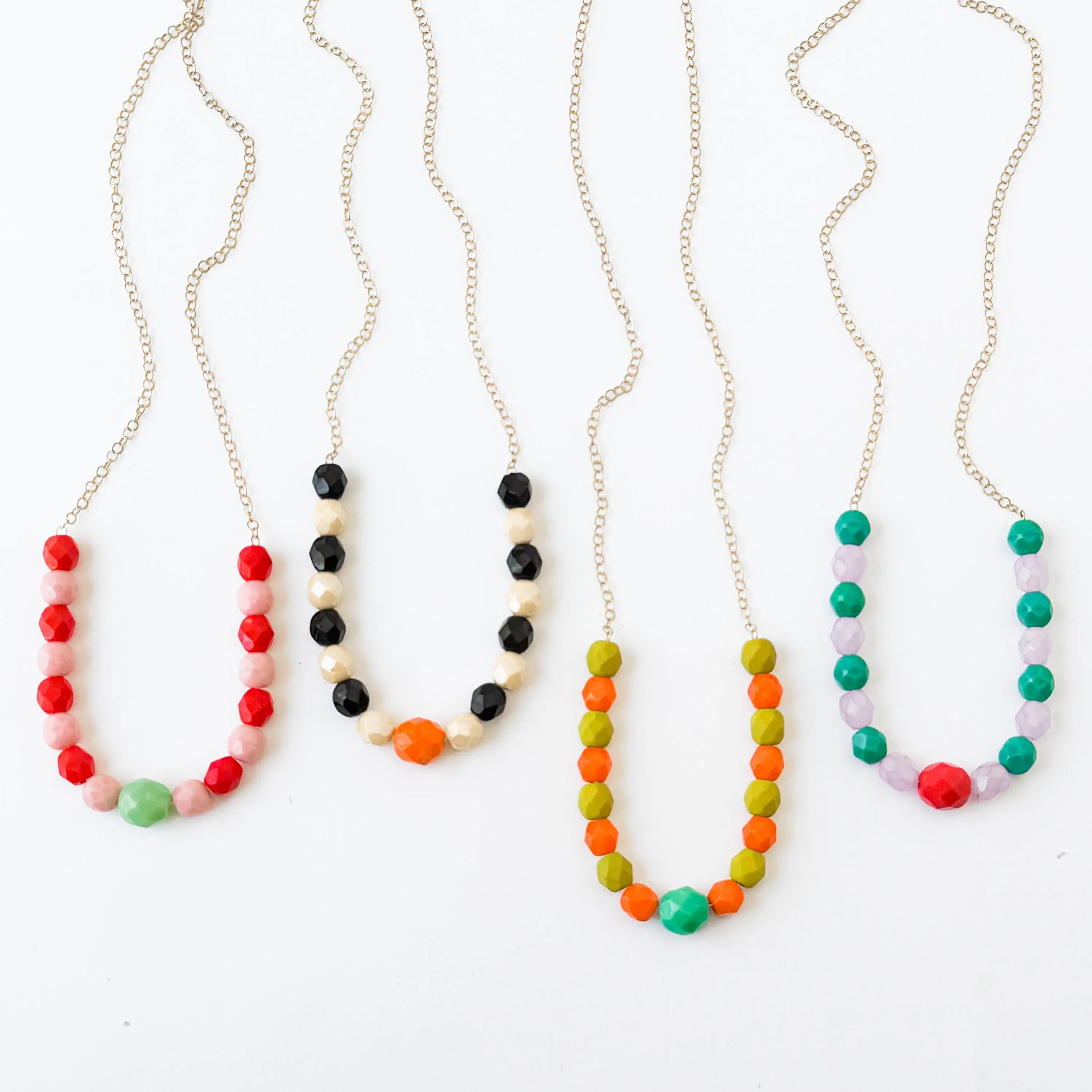 Adjustable Two-tone colorful beaded necklace- W