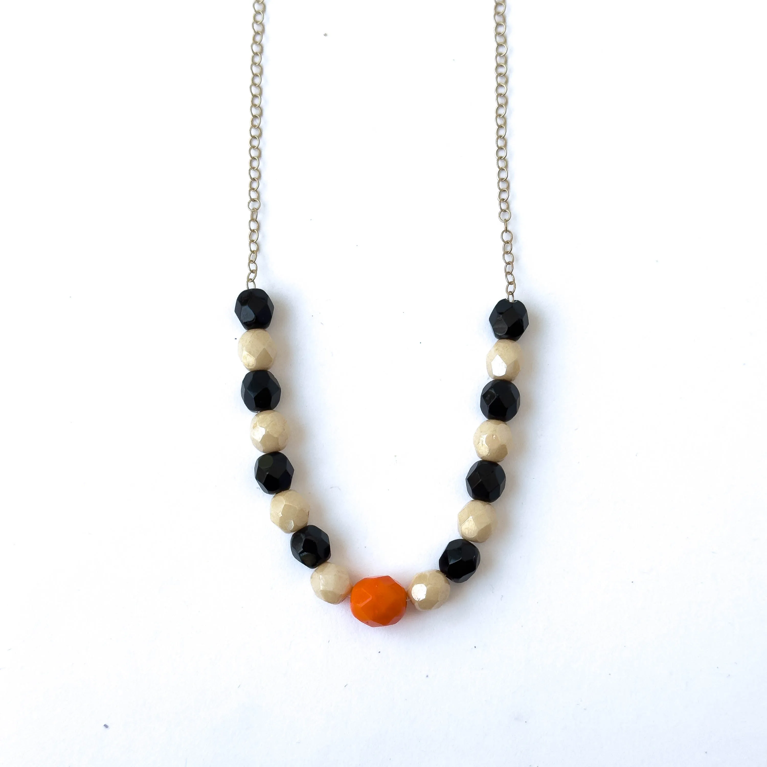 Adjustable Two-tone colorful beaded necklace- W