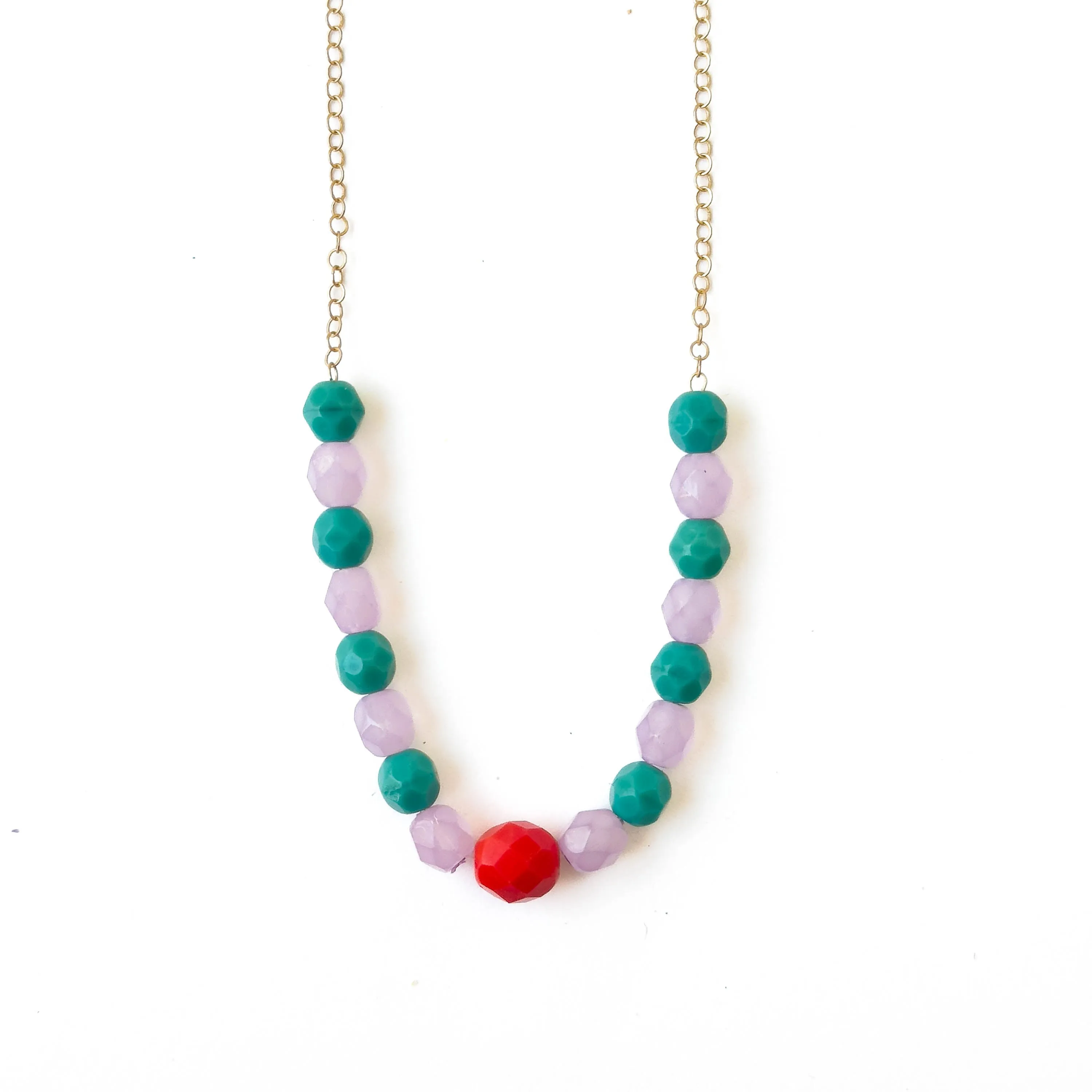 Adjustable Two-tone colorful beaded necklace- W