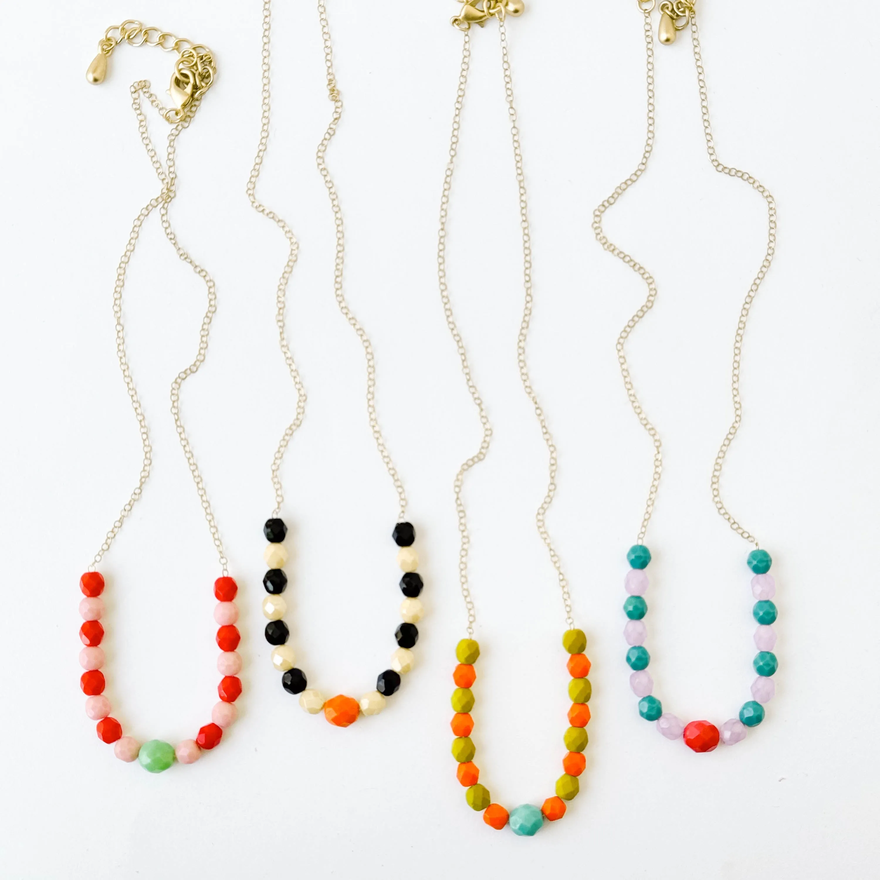 Adjustable Two-tone colorful beaded necklace- W