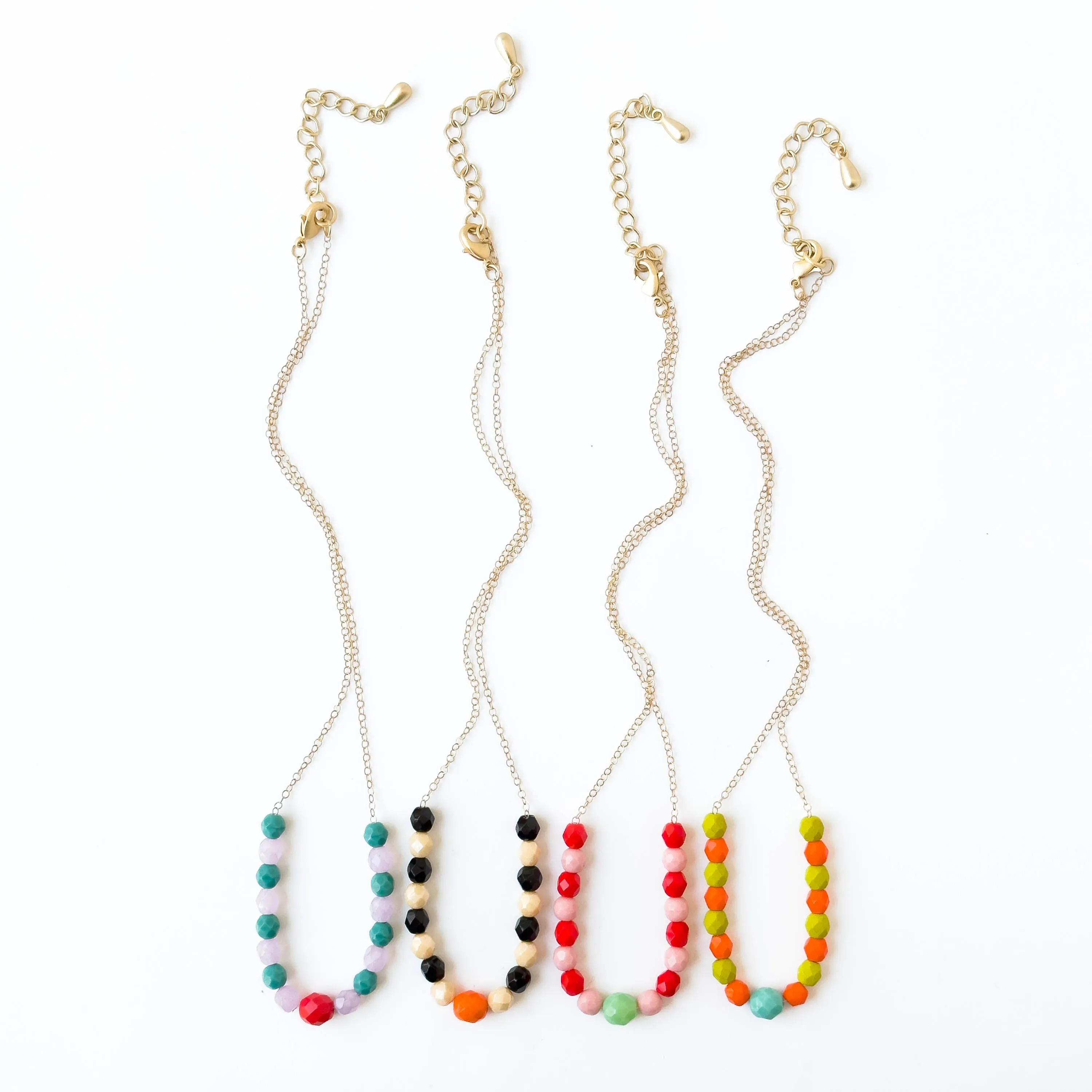 Adjustable Two-tone colorful beaded necklace- W