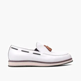 Apollo White Leather Tassel Loafers