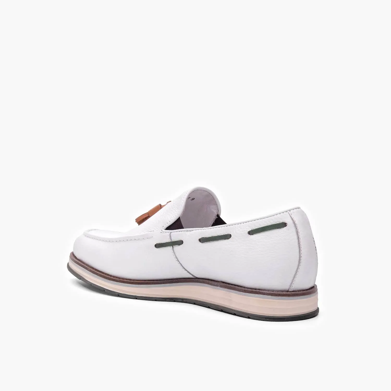 Apollo White Leather Tassel Loafers