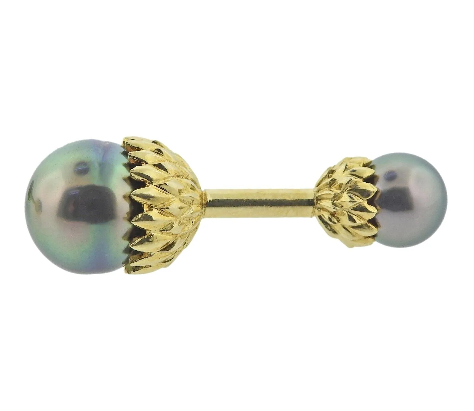 Assael South Sea Tahitian Pearl Yellow Gold Cufflinks Stud Set