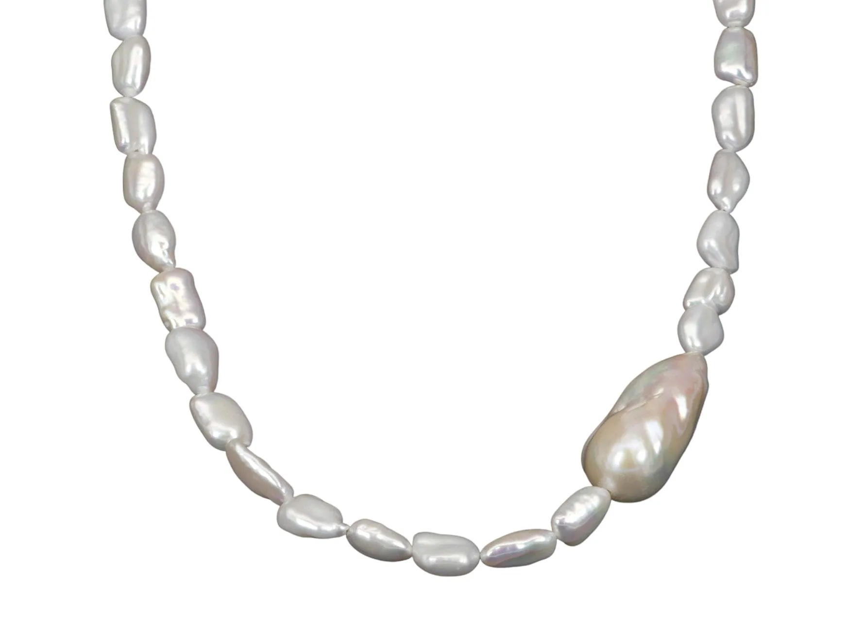 Asymmetrical Baroque Pearl with Flameball Accent 14K Gold Filled Clasp R4311