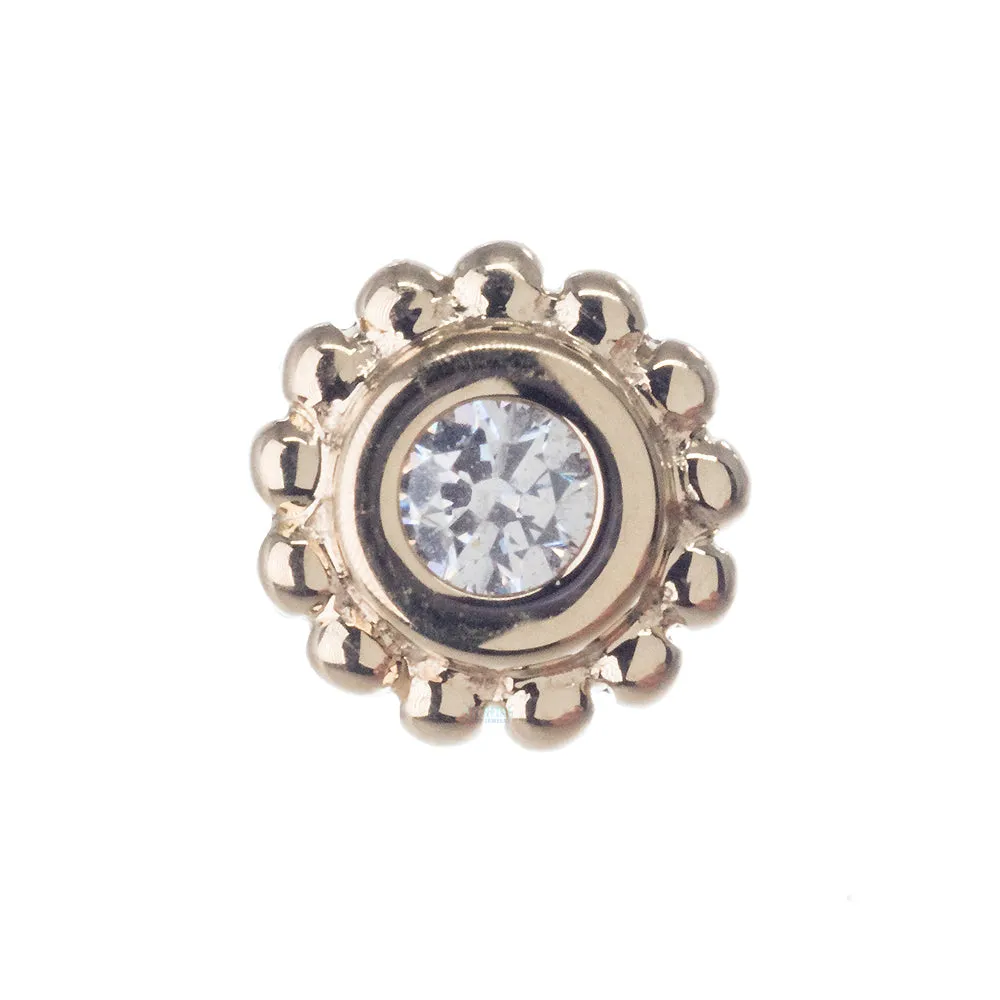 Beaded Raine Threaded End in Gold with White CZ