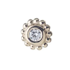 Beaded Raine Threaded End in Gold with White CZ