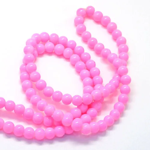 Beads, Glass, Opaque, Pearl Pink, Round, 8.5-9mm