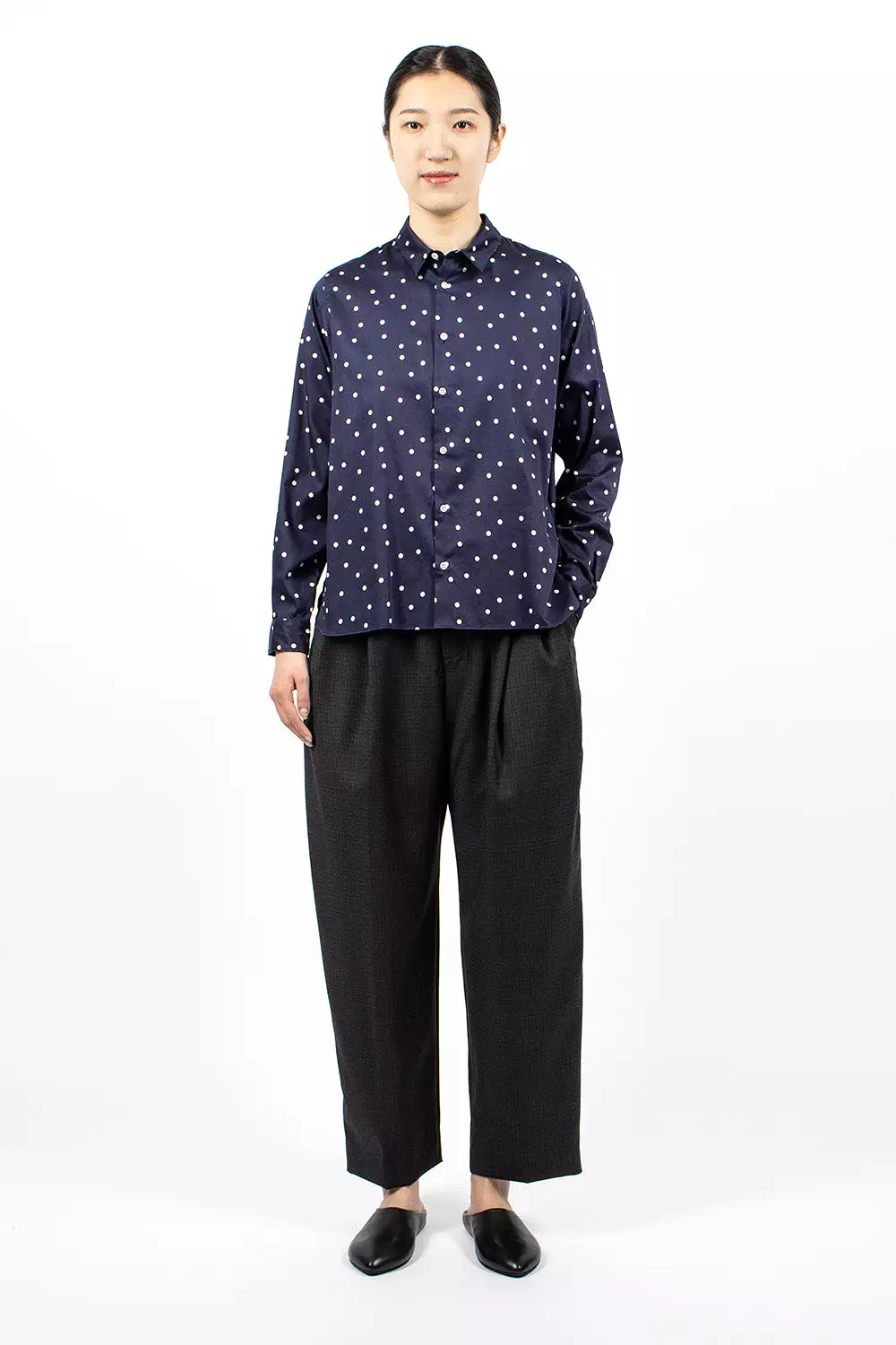 Billie Shirt Dark Navy/Ivory Dots