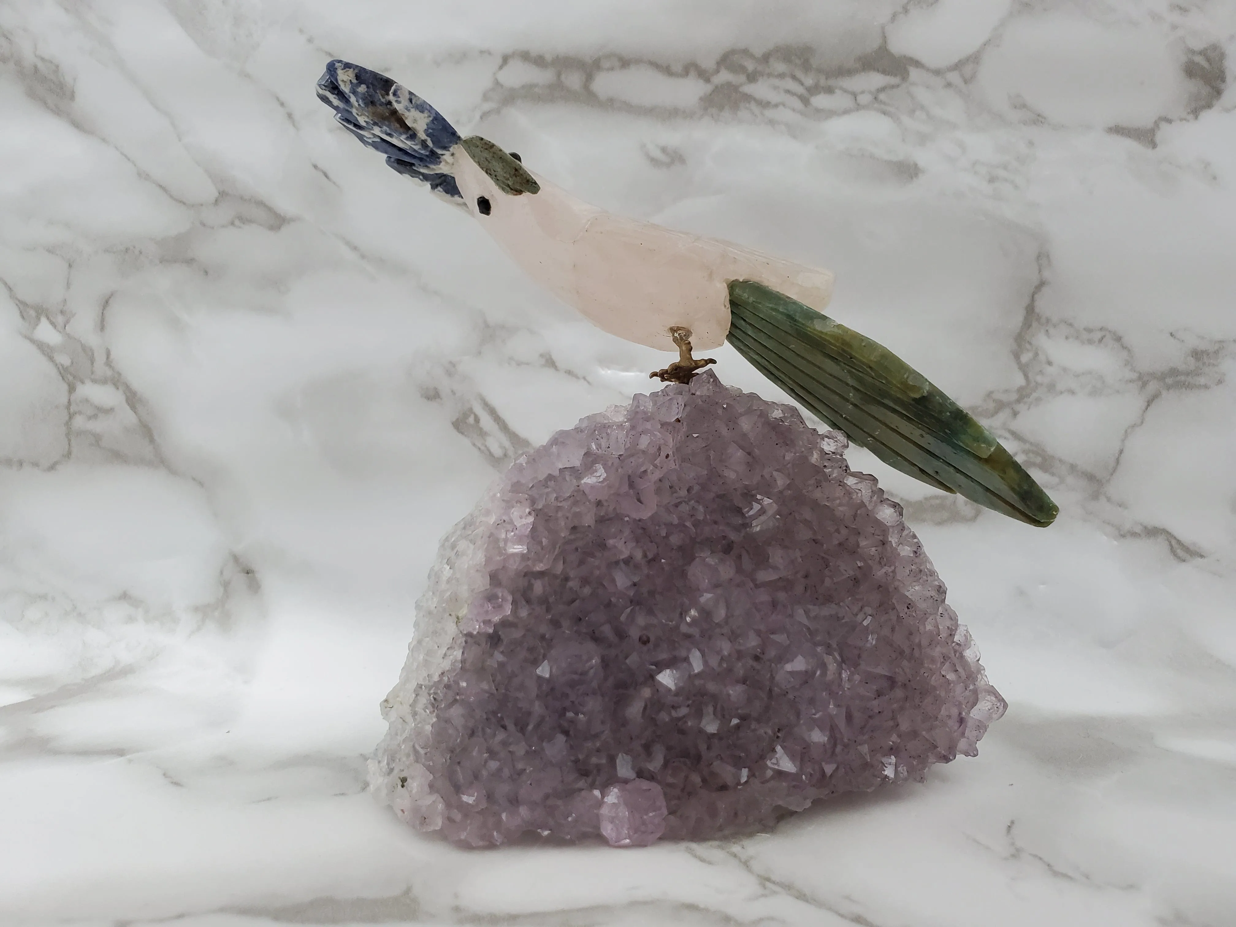 Bird Animal Carving on Amethyst