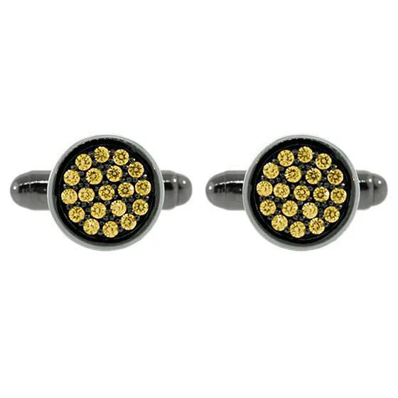 Blackened 18k Gold Yellow Diamond Cufflinks Redondo