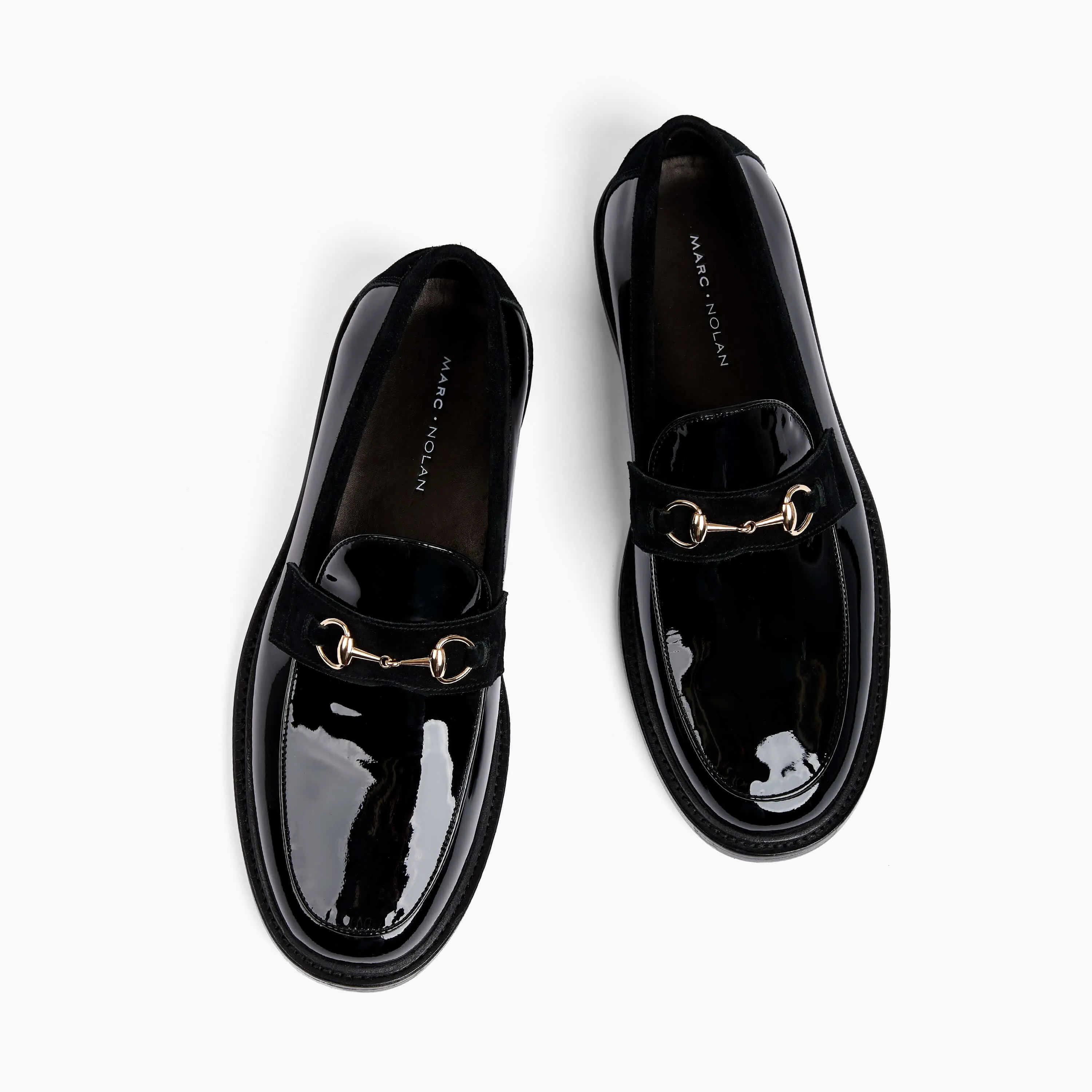 Boardwalk Black Patent Leather Horse-Bit Loafers