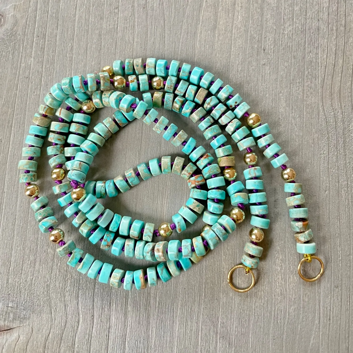 BOHEME GOLD & TURQUOISE SMALL HEISHI STRAND rts