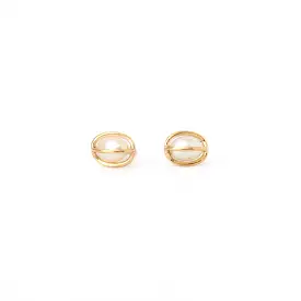 Caged Pearl Studs