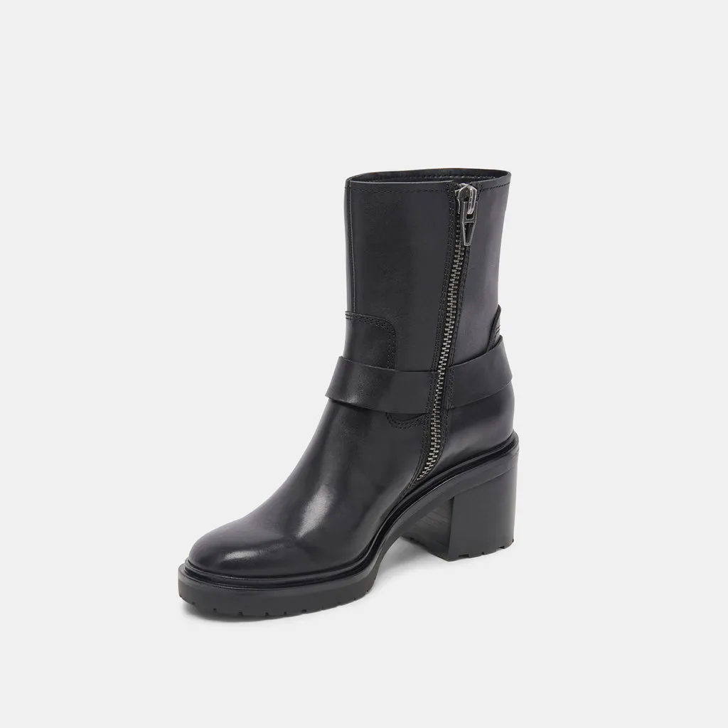 Camros Boots Black Leather | Women's Black Leather Moto Boots– Dolce Vita 6908073574466