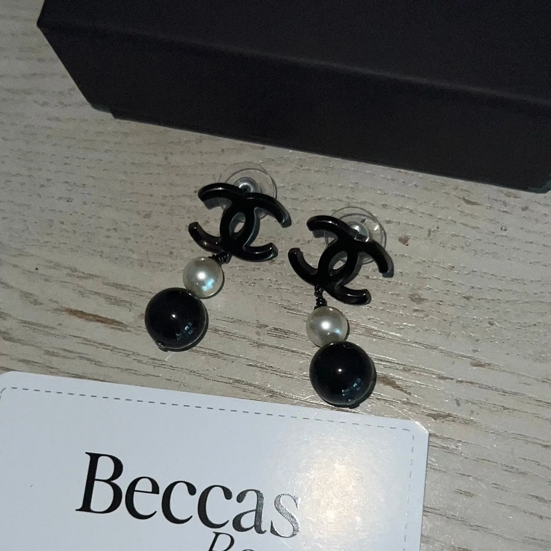 Chanel CC Pearl Drop Earrings