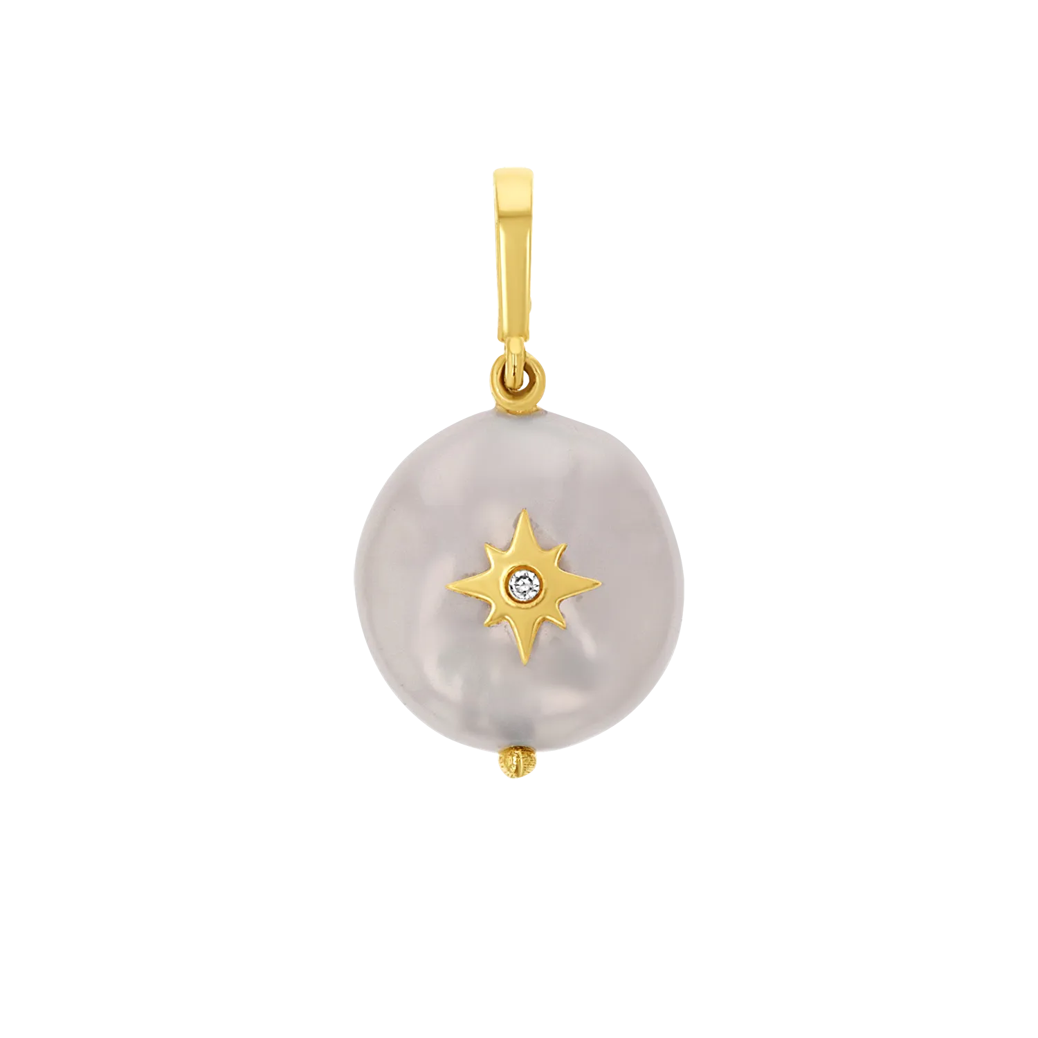 Coin Pearl Diamond Starburst Charm