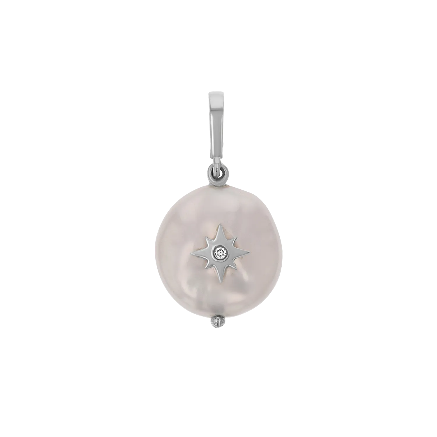 Coin Pearl Diamond Starburst Charm