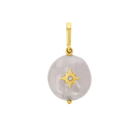 Coin Pearl Diamond Starburst Charm