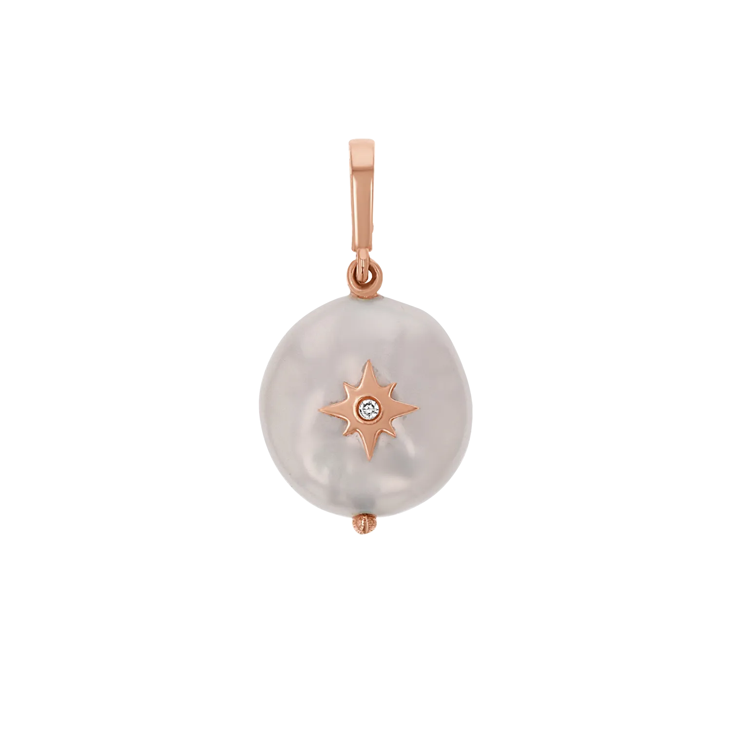 Coin Pearl Diamond Starburst Charm