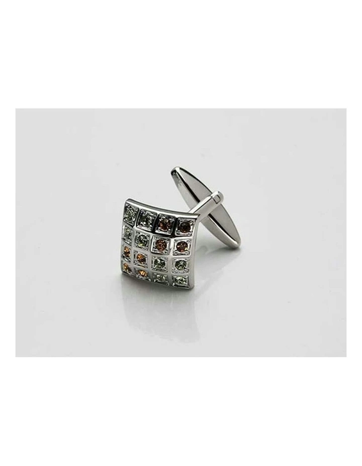 Crystal Rhodium Plated Cufflinks in Two Tone