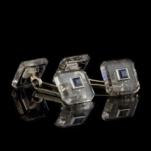 Crystal/Sapphire Double-faced Cufflinks