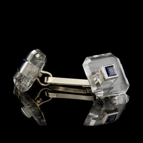 Crystal/Sapphire Double-faced Cufflinks