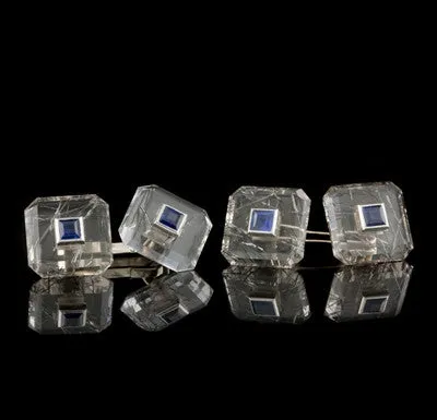 Crystal/Sapphire Double-faced Cufflinks