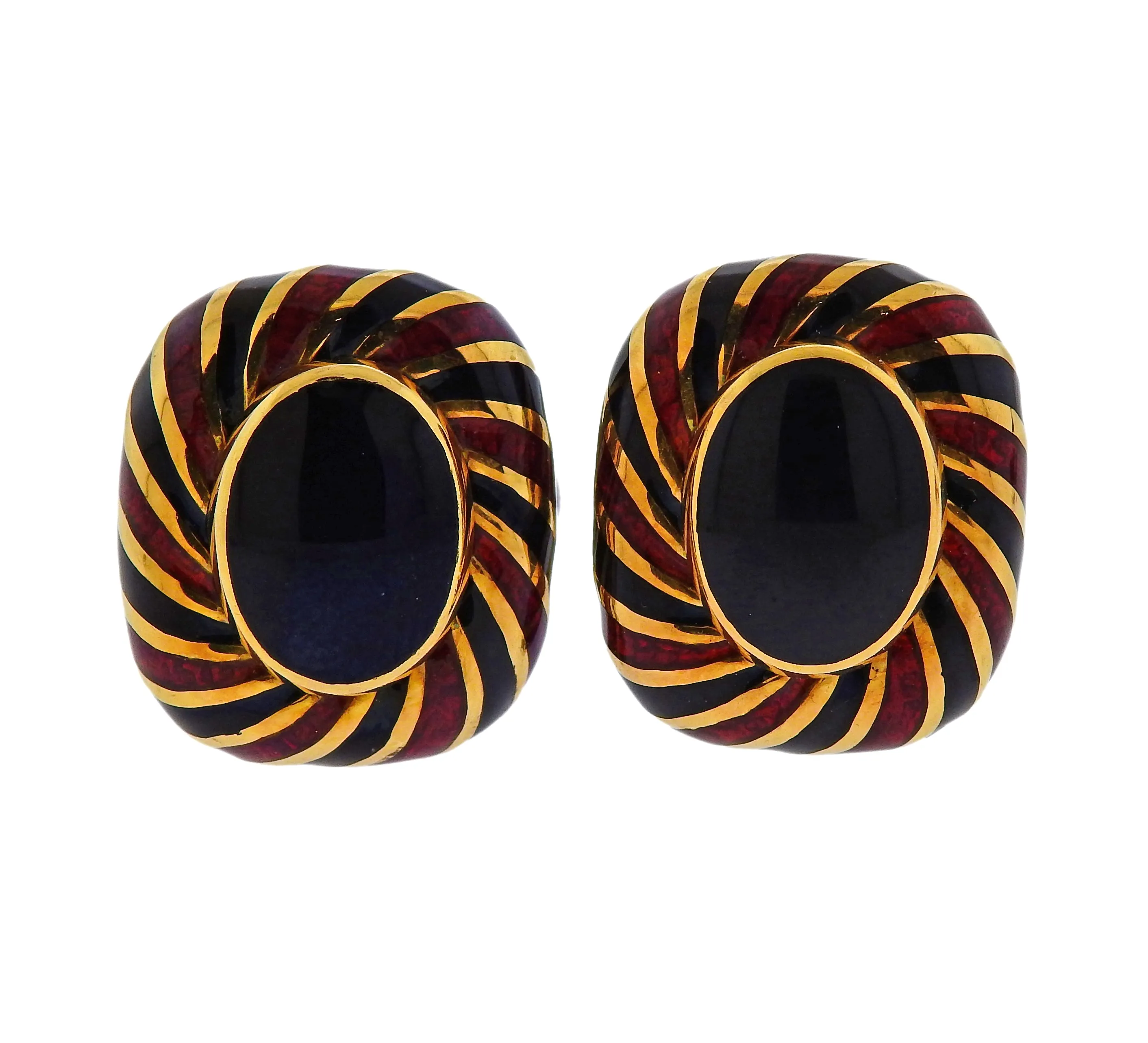 David Webb Enamel Gold Cufflinks Stud Set