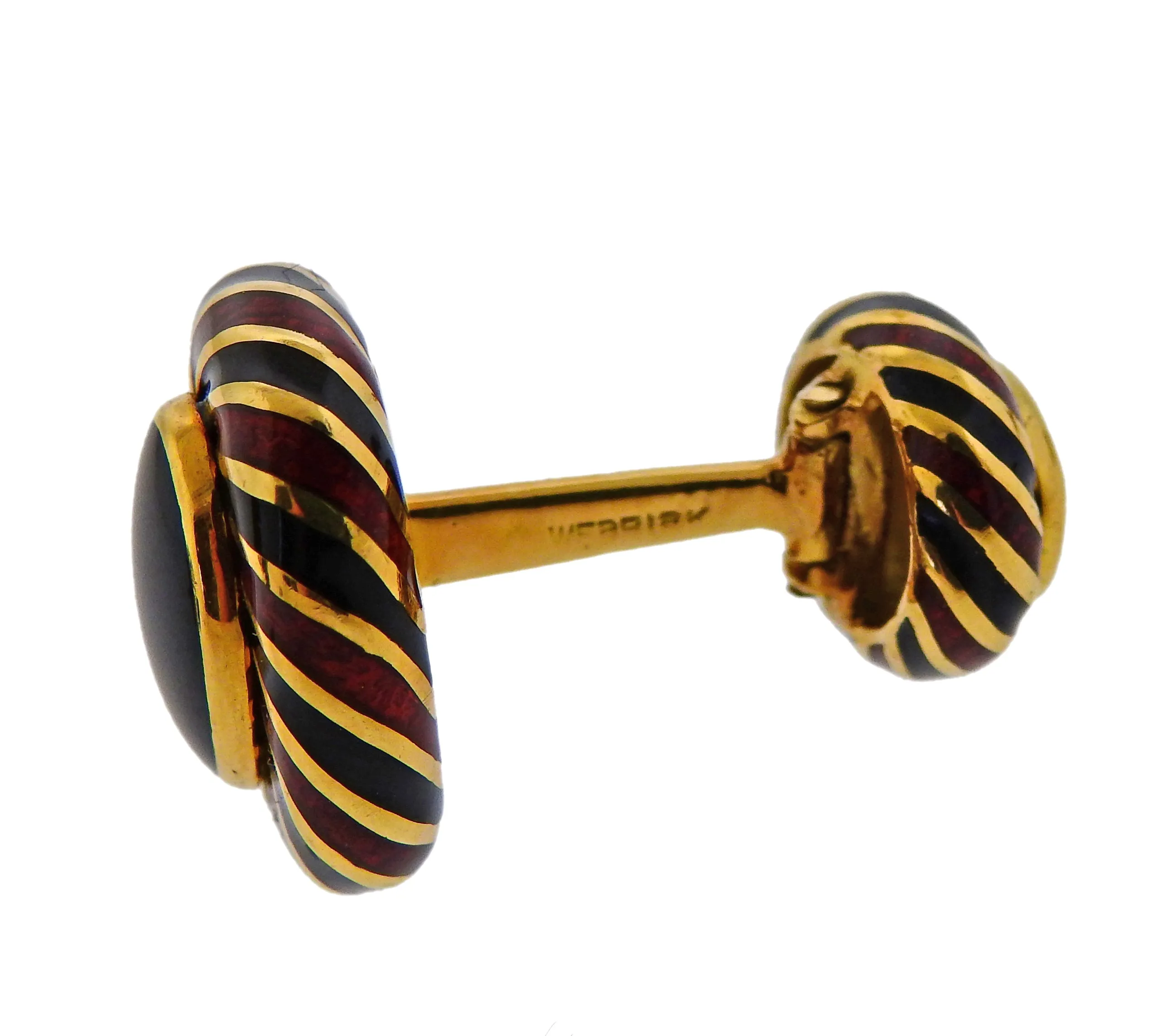 David Webb Enamel Gold Cufflinks Stud Set