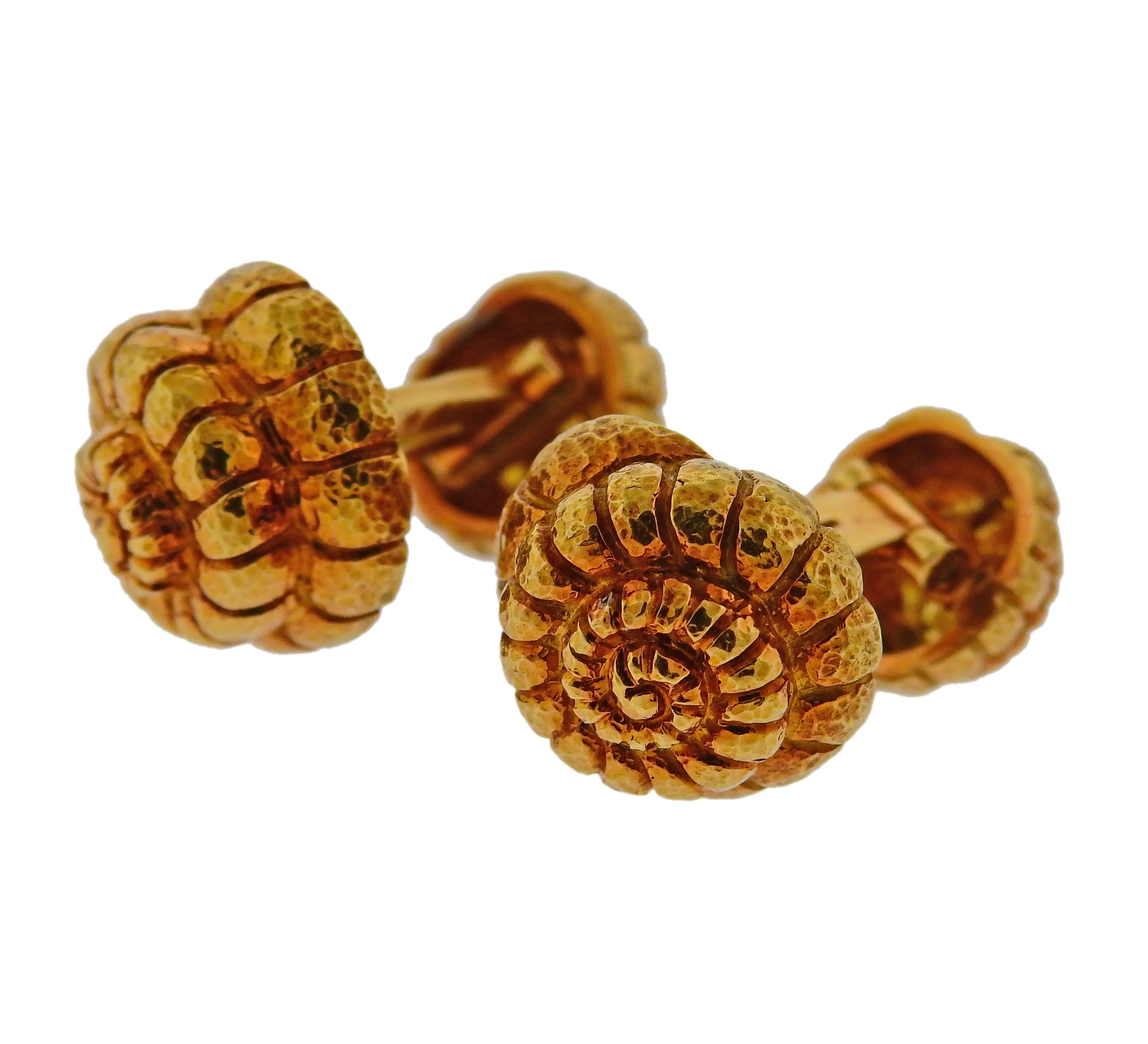 David Webb Nautilus Gold Cufflinks Stud Set