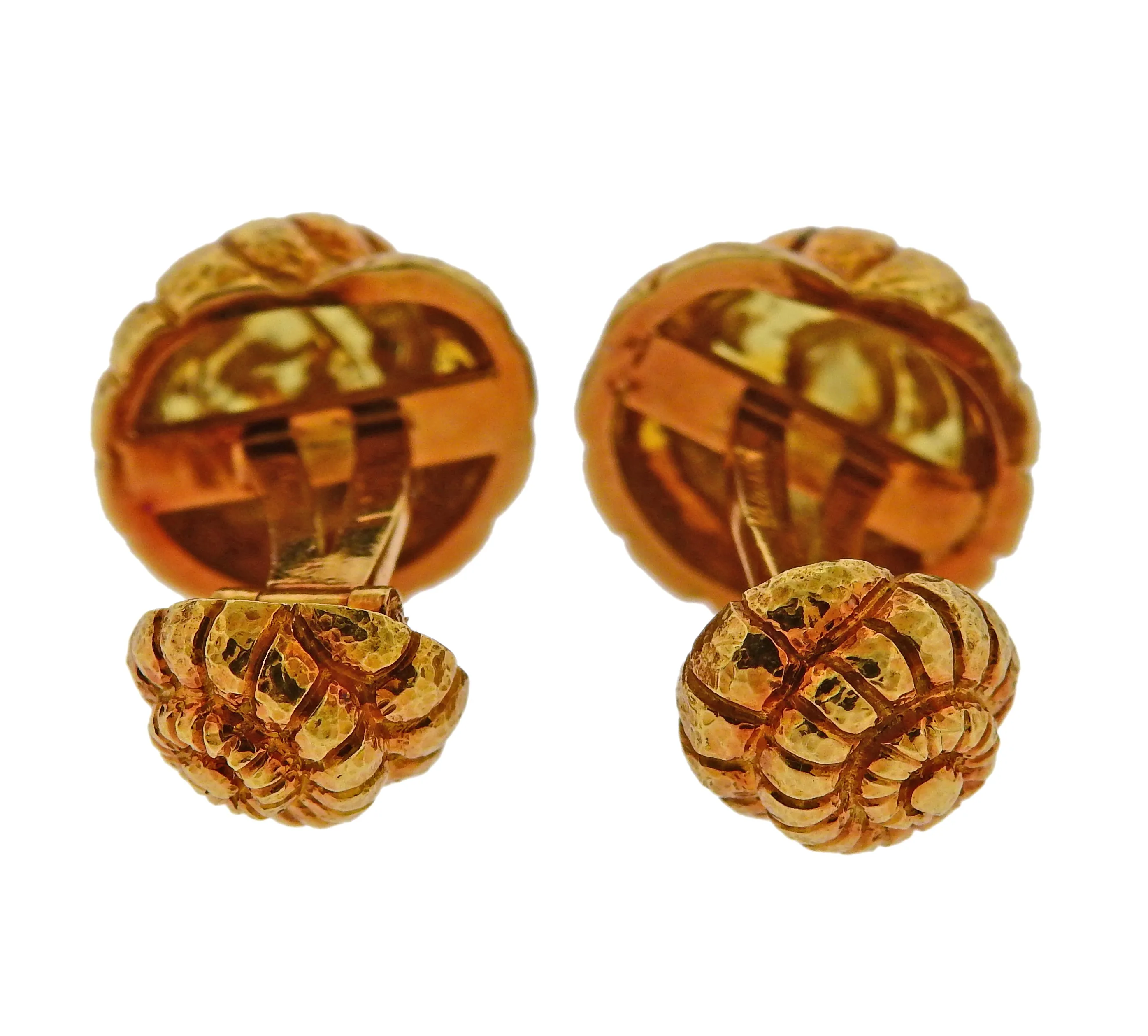 David Webb Nautilus Gold Cufflinks Stud Set