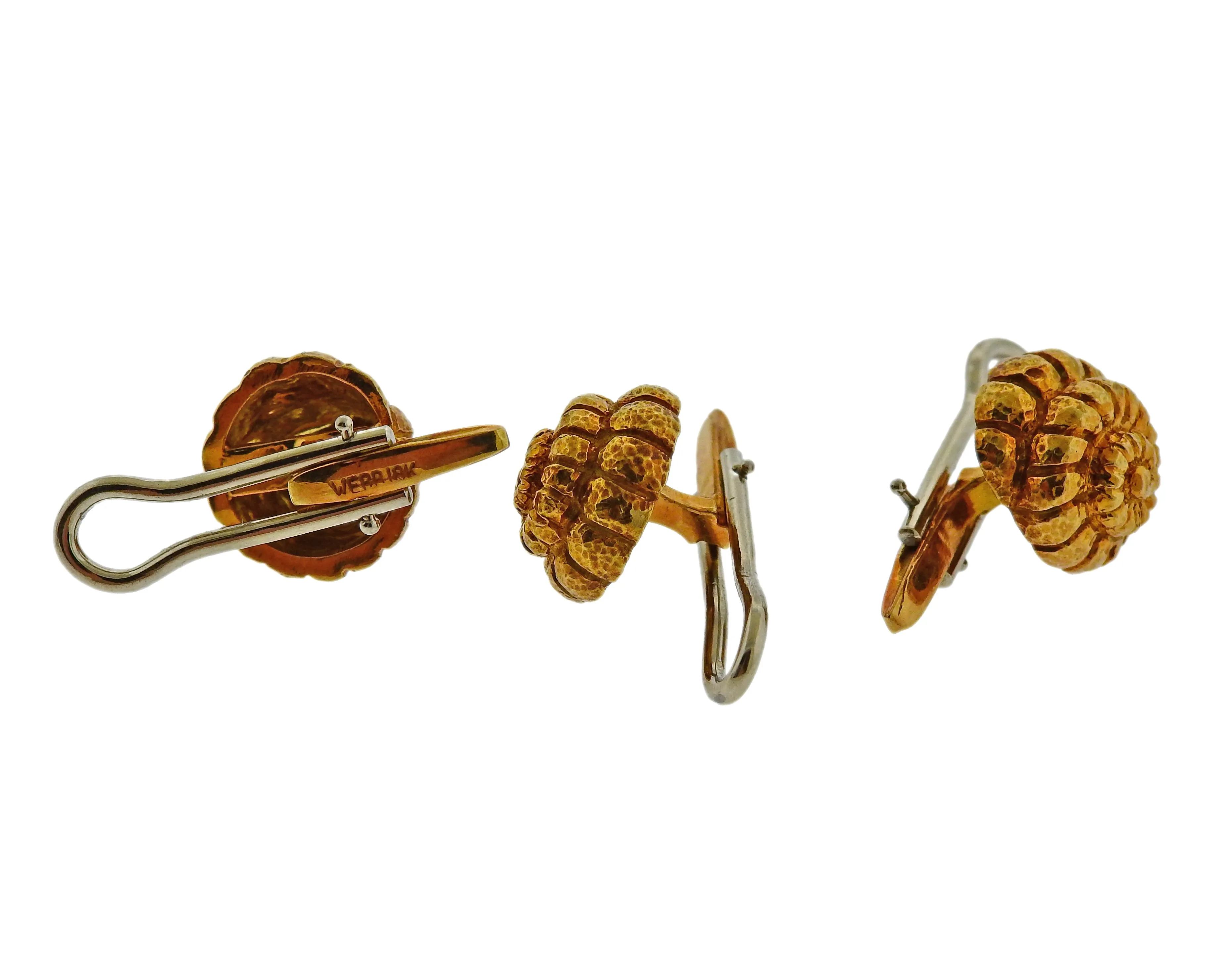 David Webb Nautilus Gold Cufflinks Stud Set