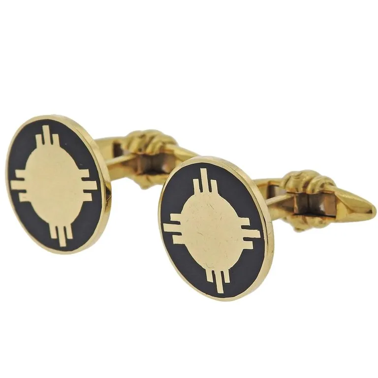 Deakin & Francis Gold Black Enamel Cufflinks