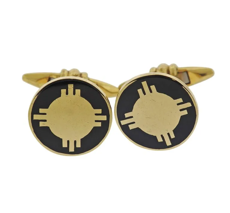 Deakin & Francis Gold Black Enamel Cufflinks