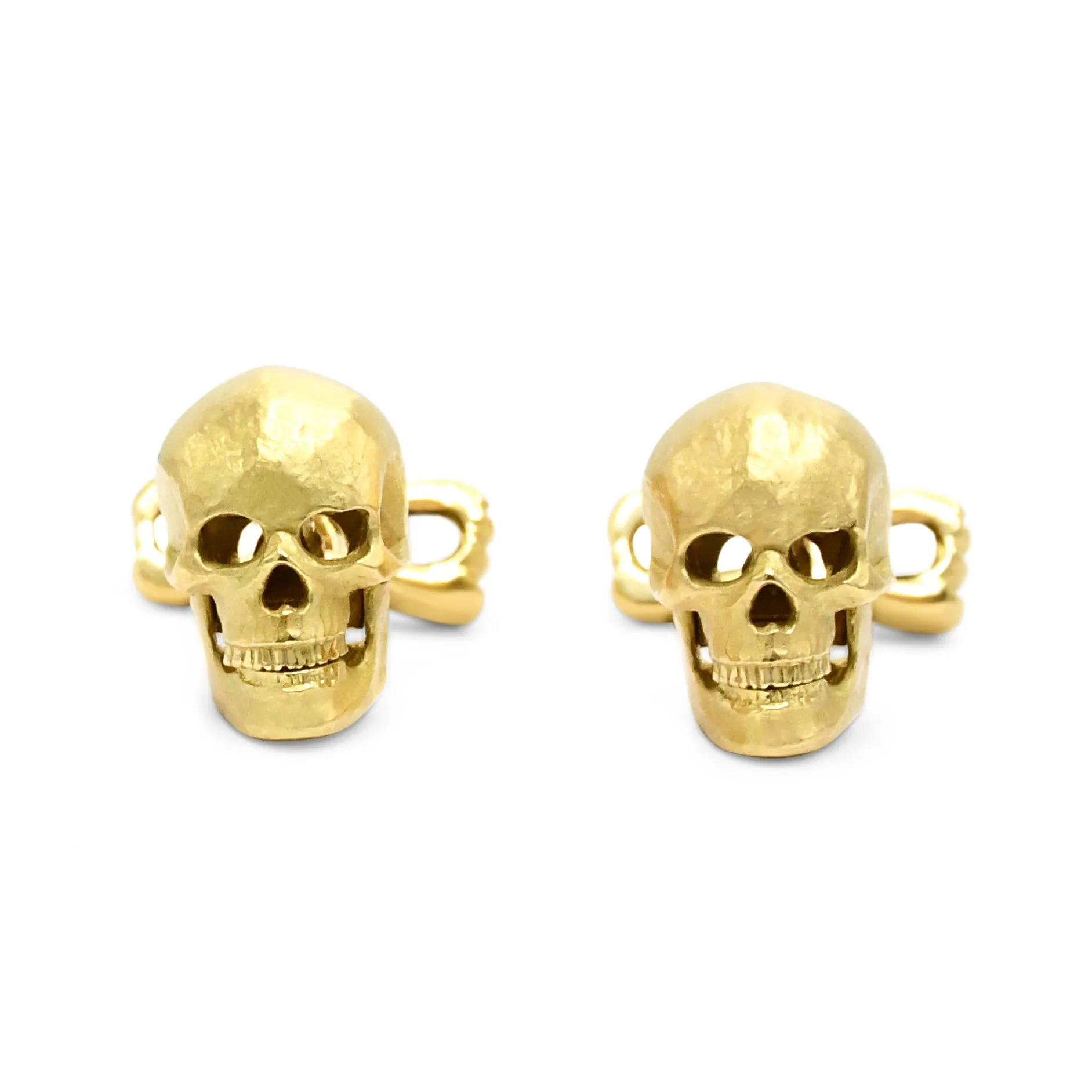 Deakin& Francis Skull Cufflinks, Popping Diamond Eyes-18ct Yellow Gold