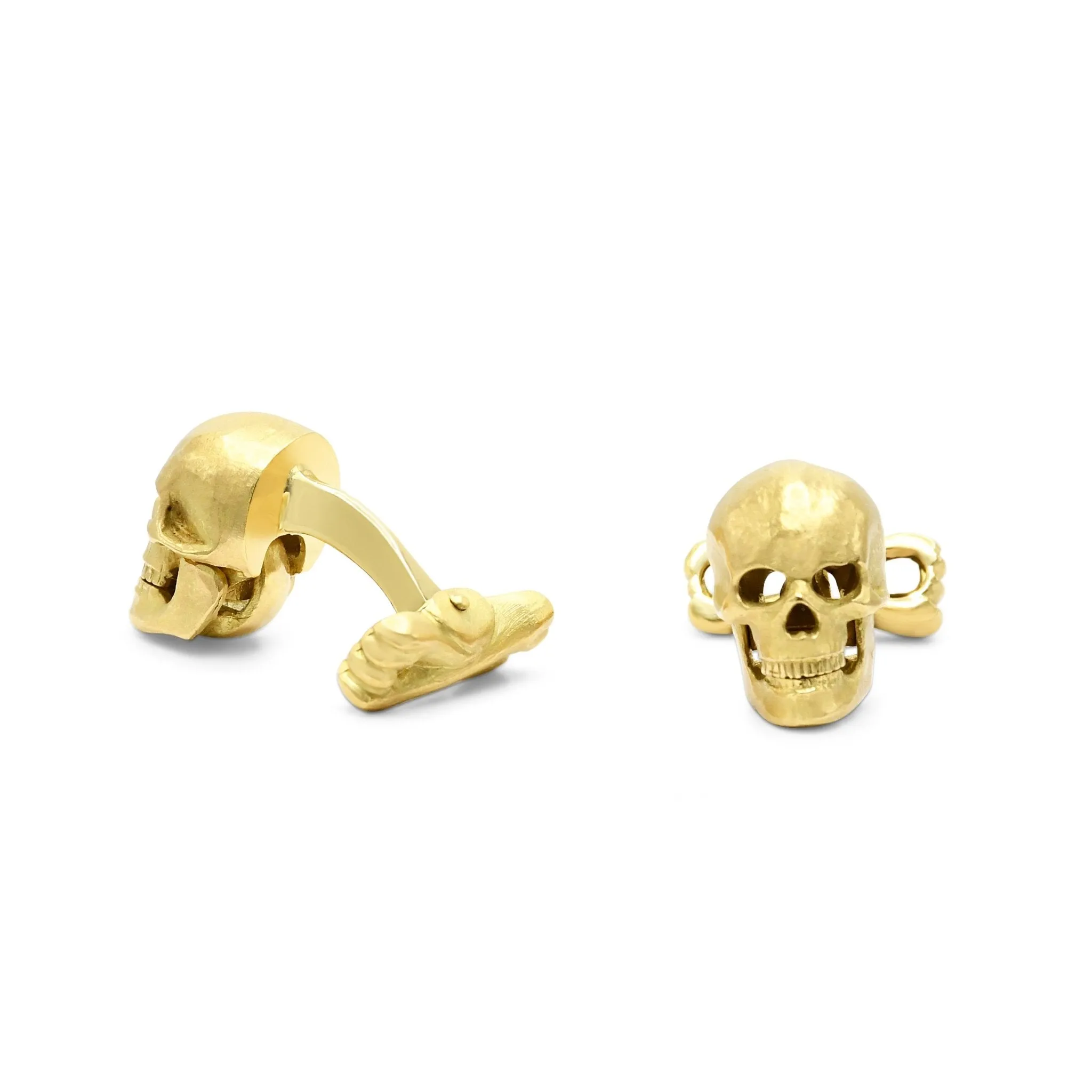 Deakin& Francis Skull Cufflinks, Popping Diamond Eyes-18ct Yellow Gold