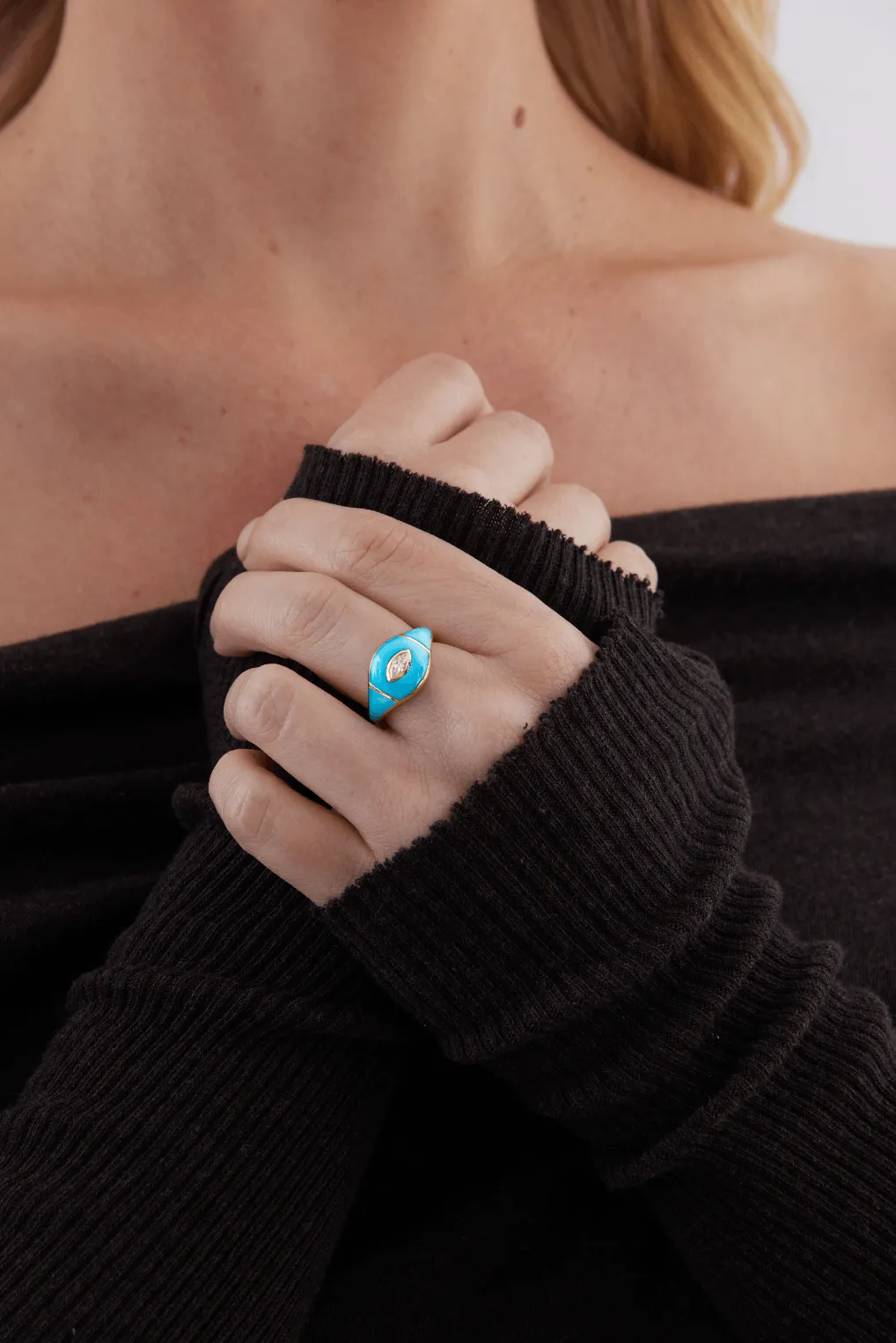 Donna Rose Cut Diamond and Turquoise Ring