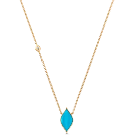 Donna Turquoise and Gold Vertical Necklace