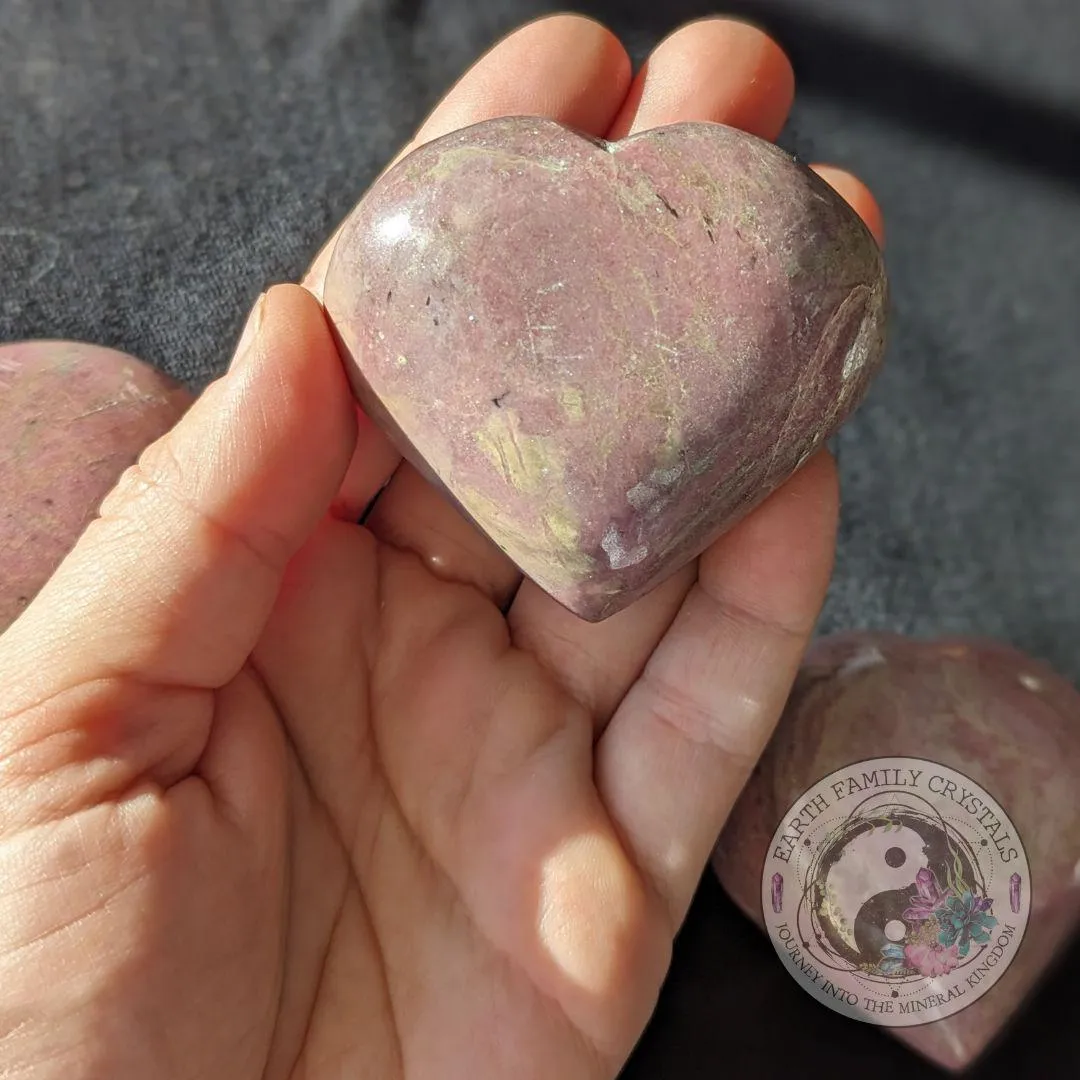 Dreamy Pink Rhodonite Puffy Heart Carving ~ A Loving and Sweet Healer