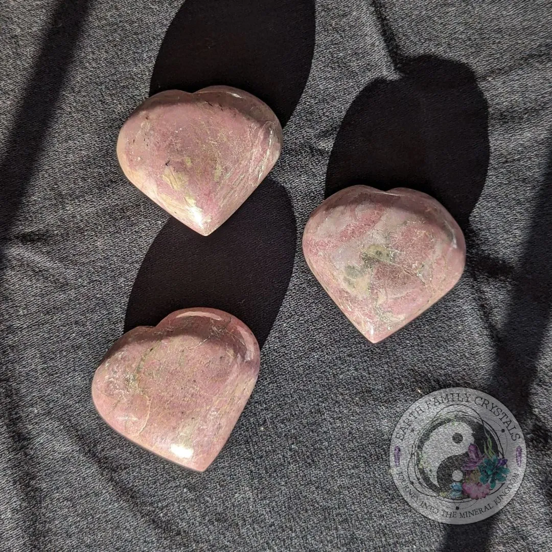 Dreamy Pink Rhodonite Puffy Heart Carving ~ A Loving and Sweet Healer