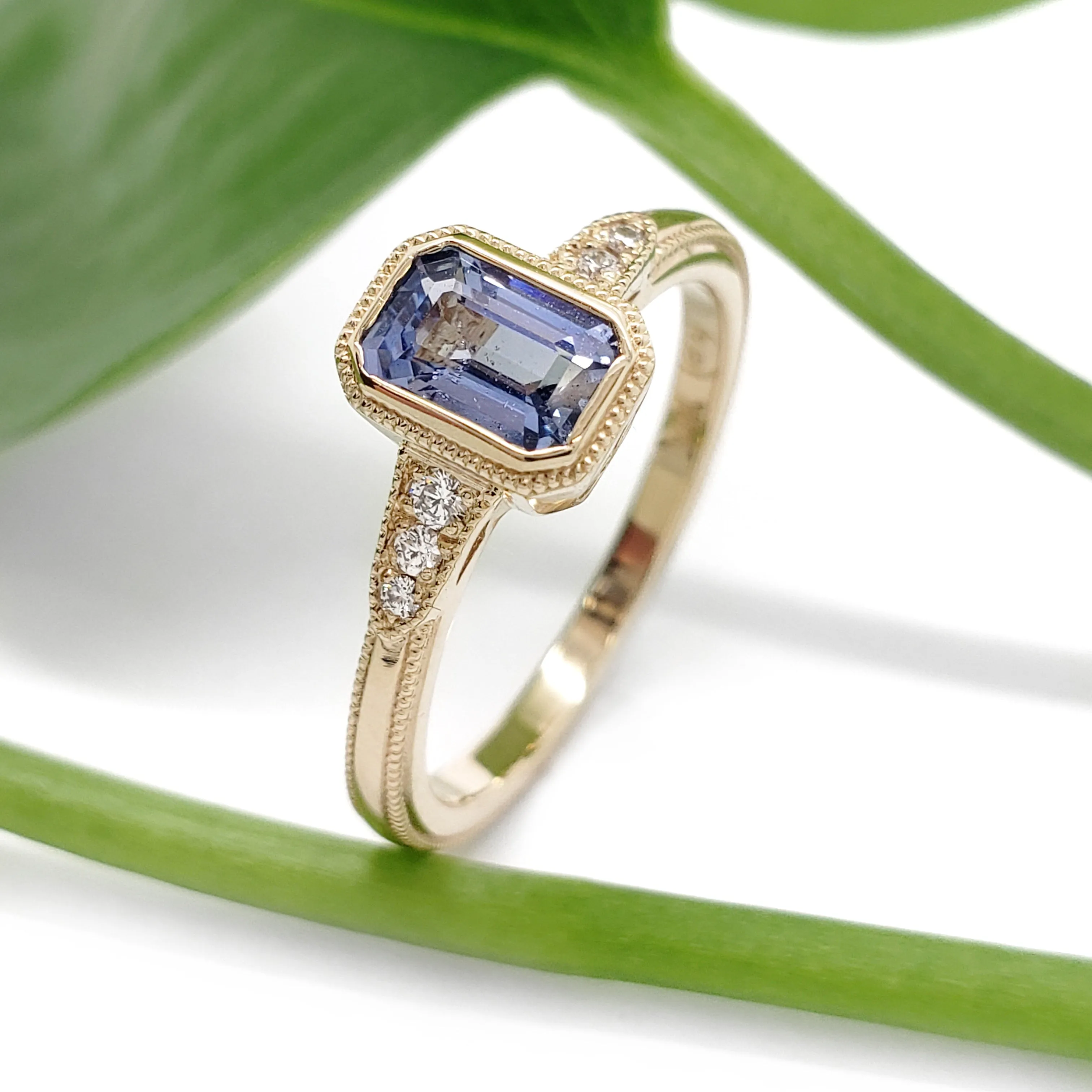 Ella Yellow | Emerald Cut Blue Sapphire