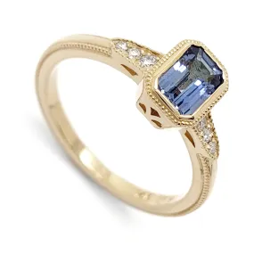 Ella Yellow | Emerald Cut Blue Sapphire