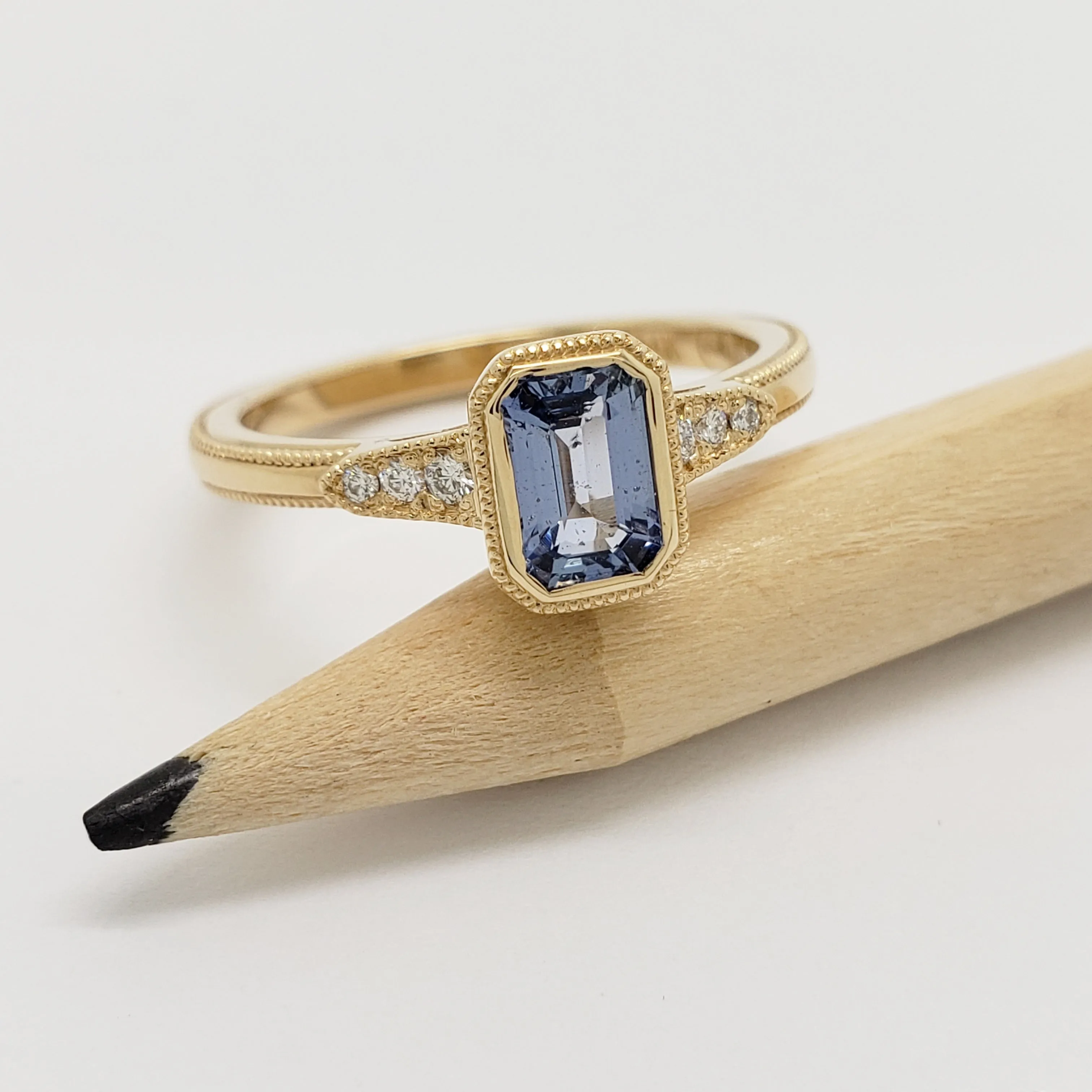 Ella Yellow | Emerald Cut Blue Sapphire